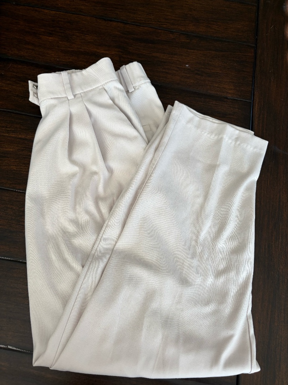 H&M Beige High-Waisted Elastic Back Trousers Wide Leg Tailored Work Pants Size M